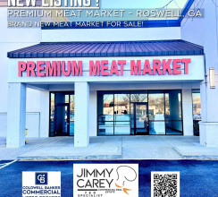 Flyer for Meat Market with meat display coolers sold by the Jimmy Carey Commercial Real Estate Team Atlanta Georgia