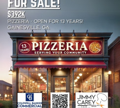 Pizzeria restaurant sign for sale by the Jimmy Carey Commercial Real Estate Team and Restaurant Broker