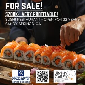 Sushi roll garnished by Sushi chef